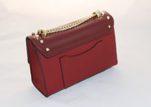Two Tone Studded Shoulder Bag with Chain Straps and Golden Clasp- OX-BLOOD /RED