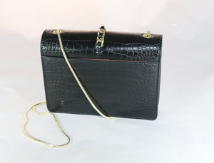 Mini Tussle Chain Shoulder Bag with Snake Chain Strap and Golden Clasp - Black